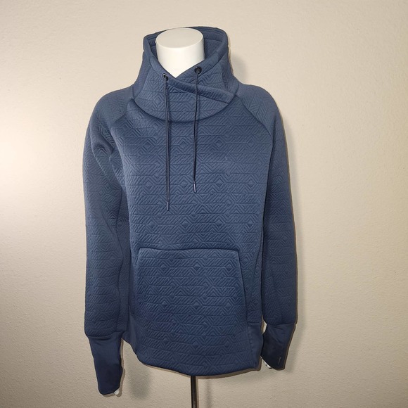 Athleta Jacquard Elevation Pullover Quilted Sweatshirt, Navy Blue, Size Small - Picture 6 of 10